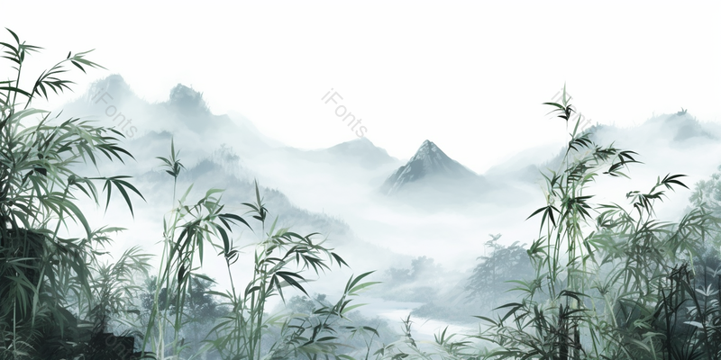 中国水墨国画深山中的竹子,插画/手绘图,插画/手绘图库,插画/手绘图下载,插画/手绘